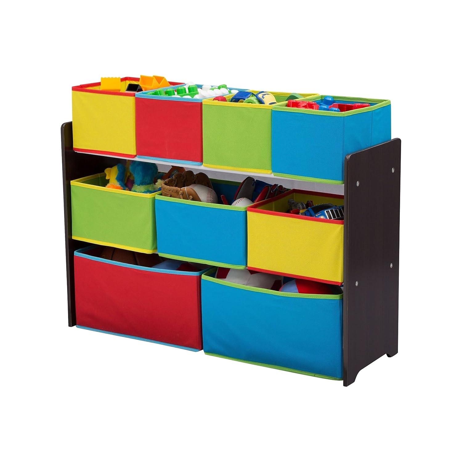 image:imageDelta MultiColor Deluxe Toy Organizer with Storage BinsDark ChocolatePrimary Colored Bins