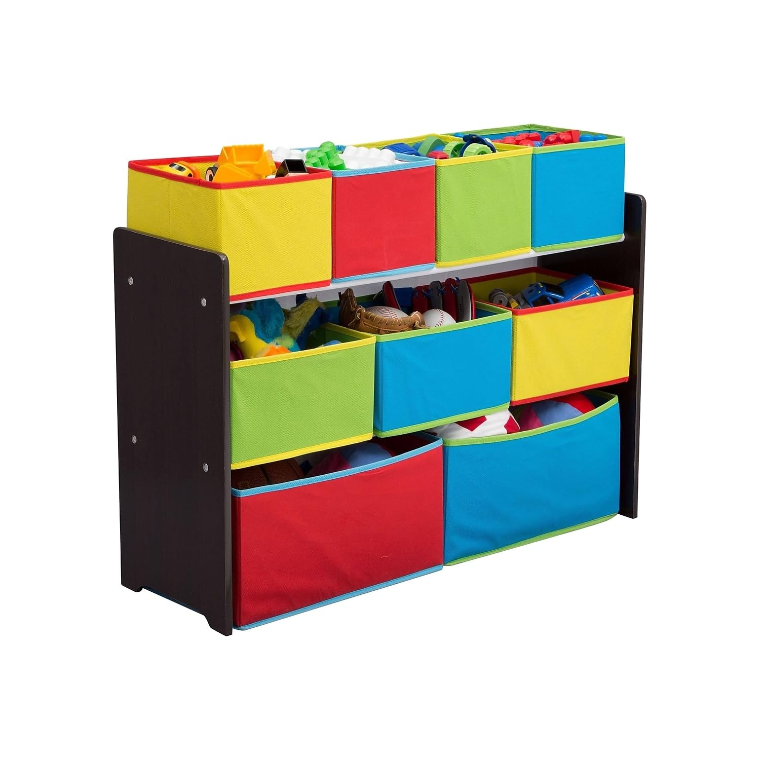 image:imageDelta MultiColor Deluxe Toy Organizer with Storage BinsDark ChocolatePrimary Colored Bins