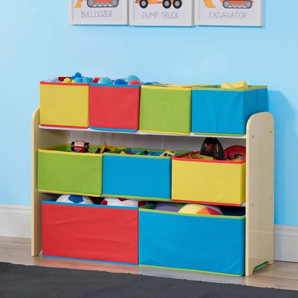 image:imageDelta MultiColor Deluxe Toy Organizer with Storage BinsNaturalPrimary Colored Bins