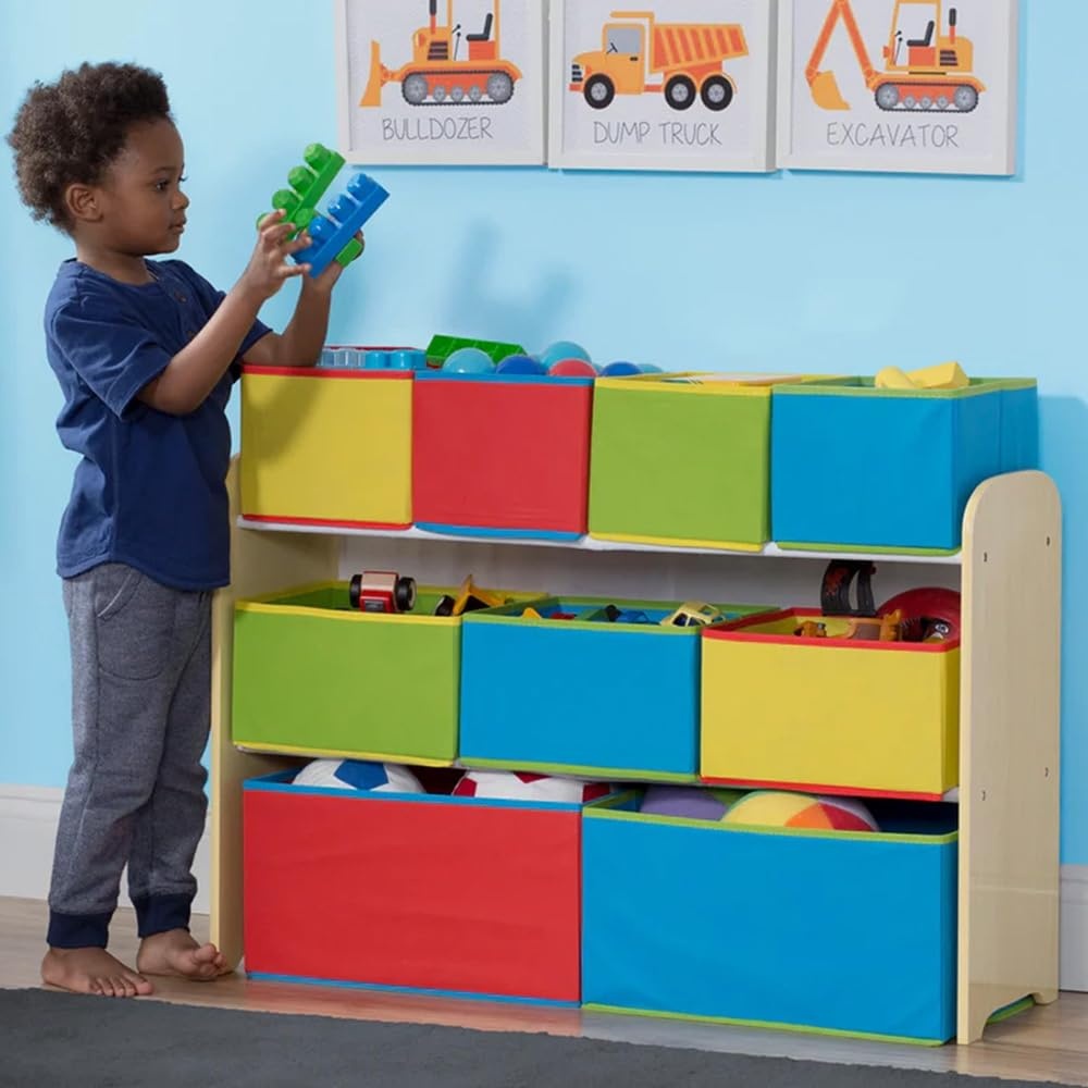 image:imageDelta MultiColor Deluxe Toy Organizer with Storage BinsNaturalPrimary Colored Bins