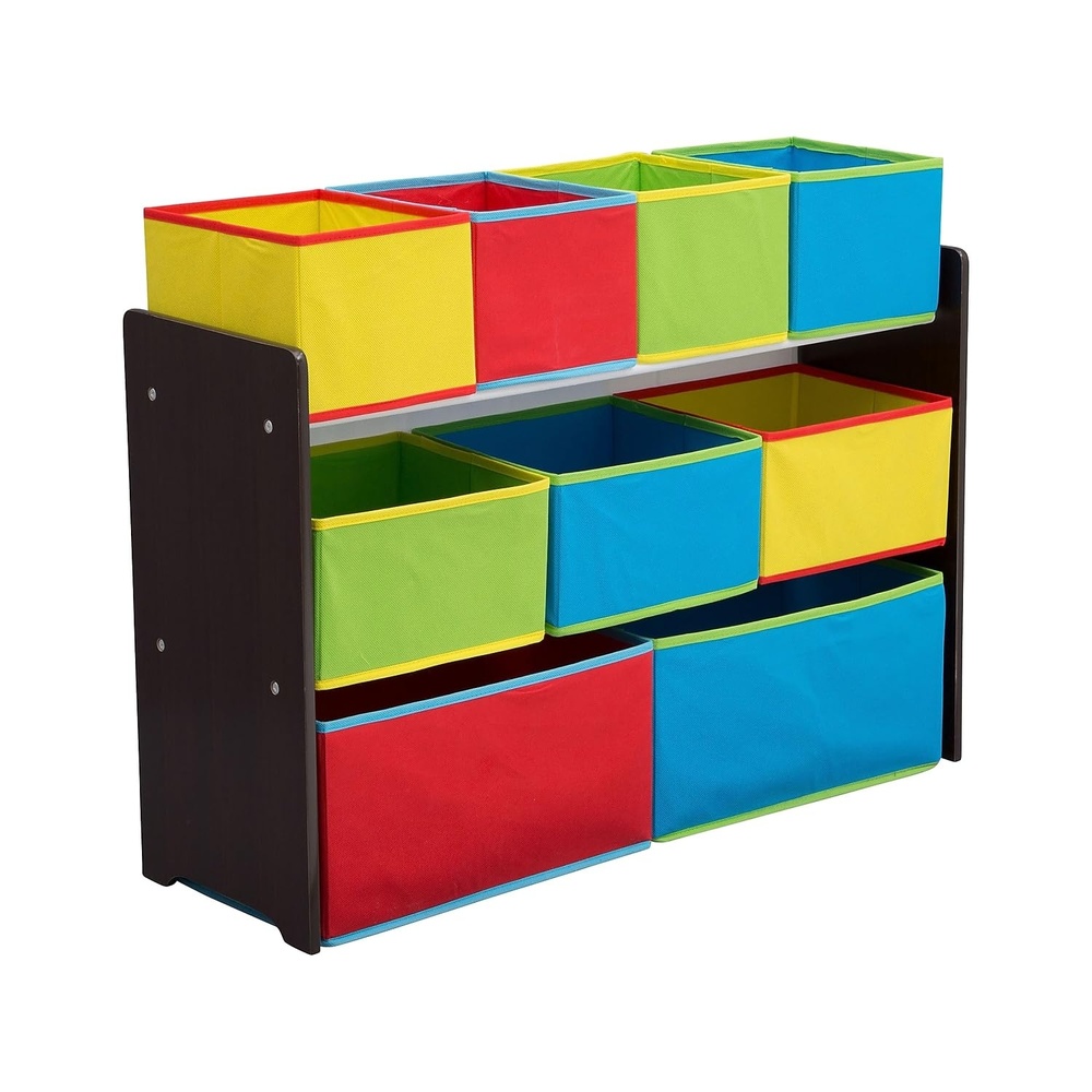image:imageDelta MultiColor Deluxe Toy Organizer with Storage BinsDark ChocolatePrimary Colored Bins