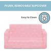 image:imageDelta Children  Serta Perfect Sleeper Kids 2Seater Sofa Convertible 2in1 Flip Open Toddler Couch Sleeper Foam Chair for Playroom amp Bedroom Bed Lounger Comfy Play Sleeping Lounge Chair GreyPink