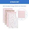 image:imageDelta Children 100 Cotton Flannel Baby Receiving Blankets for Girls and Boys  30x30 Inches Pack of 4 Pink FloralPink Floral