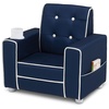 image:imageDelta Children Chelsea Kids Upholstered Chair with Cup Holder Soft GreyNavy