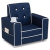 image:imageDelta Children Chelsea Kids Upholstered Chair with Cup Holder Soft GreyNavy