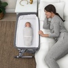 image:imageDelta Children Simmons Kids Dream Bedside Bassinet with ZipDown Side Wall  Convenient Baby Sleeper with Breathable Mesh and Adjustable Heights  Lightweight Portable Crib Grey