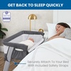 image:imageDelta Children Simmons Kids Dream Bedside Bassinet with ZipDown Side Wall  Convenient Baby Sleeper with Breathable Mesh and Adjustable Heights  Lightweight Portable Crib Grey