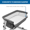 image:imageDelta Children Simmons Kids Dream Bedside Bassinet with ZipDown Side Wall  Convenient Baby Sleeper with Breathable Mesh and Adjustable Heights  Lightweight Portable Crib Grey