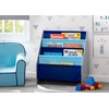 image:imageDelta Children Sling Book Rack Bookshelf 4Tier Wooden Shelf with Soft Fabric Pockets Ideal for Playroom Living Room Basement or BedroomGreyBlue