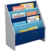 image:imageDelta Children Sling Book Rack Bookshelf 4Tier Wooden Shelf with Soft Fabric Pockets Ideal for Playroom Living Room Basement or BedroomGreyBlue