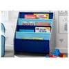 image:imageDelta Children Sling Book Rack Bookshelf 4Tier Wooden Shelf with Soft Fabric Pockets Ideal for Playroom Living Room Basement or BedroomGreyBlue
