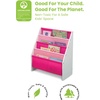 image:imageDelta Children Sling Book Rack Bookshelf 4Tier Wooden Shelf with Soft Fabric Pockets Ideal for Playroom Living Room Basement or BedroomWhitePink