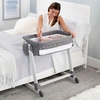 image:imageSimmons Kids By The Bed City Sleeper Bassinet  Adjustable Height Portable Crib with Wheels amp Airflow Mesh Grey Tweed