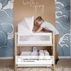 image:imageSimmons Kids Farmhouse 2in1 Wood Bedside Bassinet Sleeper and Changer  Portable Crib and Changing Table with HighEnd Wood Frame Royal Charms
