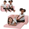 image:imageDelta Children  Serta Perfect Sleeper Kids 2Seater Sofa Convertible 2in1 Flip Open Toddler Couch Sleeper Foam Chair for Playroom amp Bedroom Bed Lounger Comfy Play Sleeping Lounge Chair GreyPink