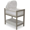 image:imageSimmons Kids Farmhouse 2in1 Wood Bedside Bassinet Sleeper and Changer  Portable Crib and Changing Table with HighEnd Wood Frame Royal Charms