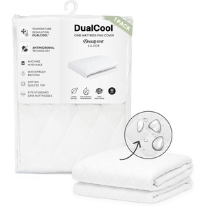 image:imageBeautyrest Kids Silver DualCool Technology Fitted Baby Crib Mattress Pad Cover  Waterproof  52 x 28  Machine Washable WhiteMattress Pad with DualCool Technology
