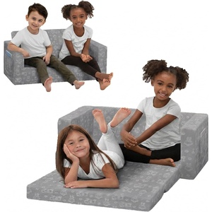 image:imageDelta Children  Serta Perfect Sleeper Kids 2Seater Sofa Convertible 2in1 Flip Open Toddler Couch Sleeper Foam Chair for Playroom amp Bedroom Bed Lounger Comfy Play Sleeping Lounge Chair GreyGrey