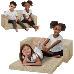 image:imageDelta Children  Serta Perfect Sleeper Kids 2Seater Sofa Convertible 2in1 Flip Open Toddler Couch Sleeper Foam Chair for Playroom amp Bedroom Bed Lounger Comfy Play Sleeping Lounge Chair GreyCream