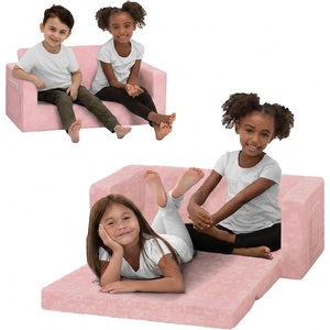 image:imageDelta Children  Serta Perfect Sleeper Kids 2Seater Sofa Convertible 2in1 Flip Open Toddler Couch Sleeper Foam Chair for Playroom amp Bedroom Bed Lounger Comfy Play Sleeping Lounge Chair GreyPink