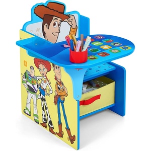 image:imageDelta Children Chair Desk With Storage Bin DisneyPixar Cars  Kids Chair Desk Includes Fabric Storage Bin and Cup Holder Low to the Ground for Easy Access Ideal for ToddlersKids Age 3Blue