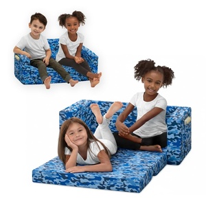 image:imageDelta Children Cozee 2in1 Sofa 2Seater Convertible Toddler Couch Sleeper Wide 2in1 Flip Open Foam Chair for Playroom PetFriendly Bed Lounger Comfy Play Sleeping Lounge Chair Blue CamoBlue Camo