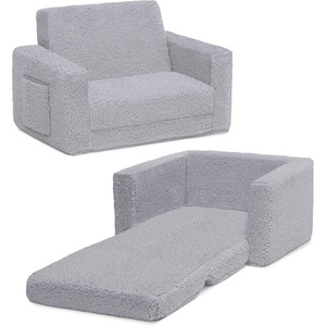 image:imageDelta Children Cozee FlipOut Sherpa 2in1 Convertible Chair to Lounger for Kids PinkGrey
