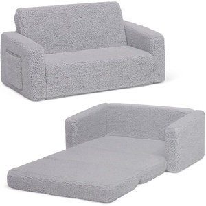 image:imageDelta Children Cozee FlipOut Sherpa 2in1 Convertible Sofa to Lounger for Kids GreyGrey