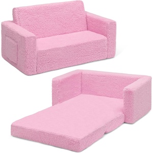 image:imageDelta Children Cozee FlipOut Sherpa 2in1 Convertible Sofa to Lounger for Kids GreyPink