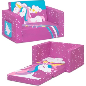 image:imageDelta Children Cozee Kids Couch 2Seater Kids Sofa Convertible 2in1 Flip Open Toddler Couch Sleeper Foam Chair for Playroom amp Bedroom Bed Lounger Comfy Play Sleeping Lounge Chair Unicorn