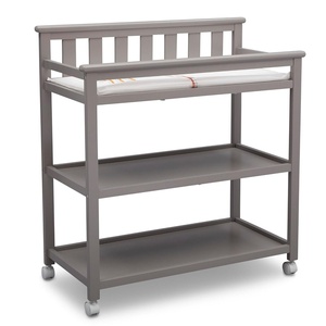 image:imageDelta Children Flat Top Changing Table with Wheels and Changing Pad  Greenguard Gold Certified Bianca WhiteGrey