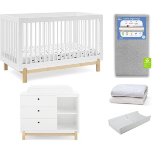 image:imageDelta Children Poppy 6Piece Baby Nursery Furniture SetIncludes Convertible Crib Dresser Changing Top Mattress Sheets amp Changing Pad Midnight Grey wNaturalBianca WhiteNatural