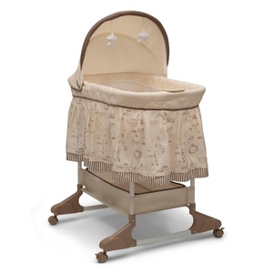 image:imageDelta Children Portable Rocking Bassinet for Newborns Bedside Sleeper Crib with Gentle Vibrations Nightlight Soothing Music Adjustable Canopy Plush Toys Storage Basket Baby EssentialsBassinet