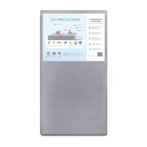 image:imageDelta Children Twinkle Galaxy Dual Sided Crib and Toddler Mattress  Premium Sustainably Sourced Fiber Core  Waterproof  GREENGUARD Gold Certified NonToxic  7 Year Warranty  Made in USABreathable Mattress