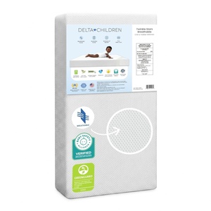image:imageDelta Children Twinkle Stars Crib and Toddler Mattress with Breathable Removable MachineWashable Cover  GREENGUARD Gold  Waterproof Baby Bed  Sustainably Sourced Fiber Core  52Lx275W PinkWhite