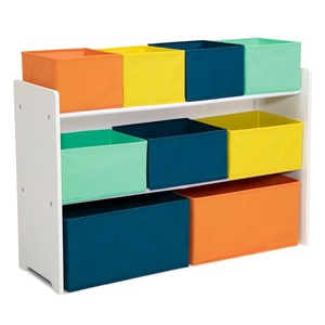 image:imageDelta MultiColor Deluxe Toy Organizer with Storage BinsWhite with NavyGreenPastel Bins