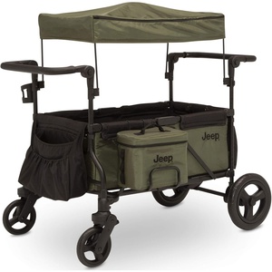 image:imageJeep Deluxe Wrangler Stroller Wagon with Cooler Bag and Parent Organizer by Delta Children BlackGreenWagon