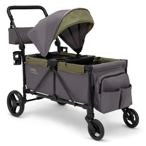 image:imageJeep Sport AllTerrain Stroller Wagon by Delta Children  Includes Canopy Parent Organizer Adjustable Handlebar Snack Tray amp Cup Holders GreyOlive GreenAllTerrain