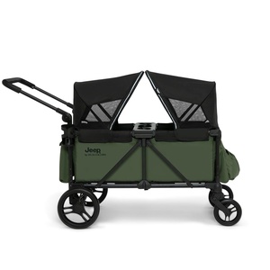 image:imageJeep Sport AllTerrain Stroller Wagon by Delta Children  Includes Canopy Parent Organizer Adjustable Handlebar Snack Tray amp Cup Holders GreyOlive GreenSport Green