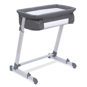 image:imageSimmons Kids By The Bed City Sleeper Bassinet  Adjustable Height Portable Crib with Wheels amp Airflow Mesh Grey Tweed