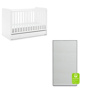 image:imagebabyGap by Delta Children Graham 4in1 Convertible Crib with Storage Drawer TrueSleep Crib and Toddler Mattress Bundle Bianca White