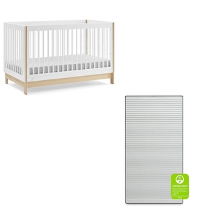 image:imagebabyGap by Delta Children Tate 4in1 Convertible Crib TrueSleep Crib and Toddler Mattress Bundle Bianca WhiteNatural