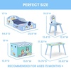 image:imageDelta Children  CoComelon 4Piece Toddler RoominaBox Set  Includes Sleep and Play Toddler Bed Table 1 Chair and Fabric Toy Box GreenBluey