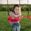 image:imageDelta Children FunZone Outdoor Metal 4Piece Swing Set  Includes 2 Swings 1 DiscSaucer Swing and Slide BlueRed