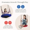 image:imageDelta Children FunZone Outdoor Metal 4Piece Swing Set  Includes 2 Swings 1 DiscSaucer Swing and Slide BlueRed