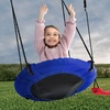 image:imageDelta Children FunZone Outdoor Metal 4Piece Swing Set  Includes 2 Swings 1 DiscSaucer Swing and Slide BlueRed