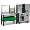 image:imageDelta Children Gourmet AllinOne Corner Play Kitchen  Toy Kitchen Playset with Safe amp Heatless Stove with Lights Oven Sink FridgeFreezer with Ice Maker and 20 Accessories NaturalWhiteGrey