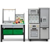 image:imageDelta Children Gourmet AllinOne Corner Play Kitchen  Toy Kitchen Playset with Safe amp Heatless Stove with Lights Oven Sink FridgeFreezer with Ice Maker and 20 Accessories NaturalWhiteGrey