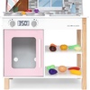 image:imageDelta Children Gourmet AllinOne Corner Play Kitchen  Toy Kitchen Playset with Safe amp Heatless Stove with Lights Oven Sink FridgeFreezer with Ice Maker and 20 Accessories NaturalWhitePink