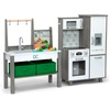 image:imageDelta Children Gourmet AllinOne Corner Play Kitchen  Toy Kitchen Playset with Safe amp Heatless Stove with Lights Oven Sink FridgeFreezer with Ice Maker and 20 Accessories NaturalWhiteNaturalWhite